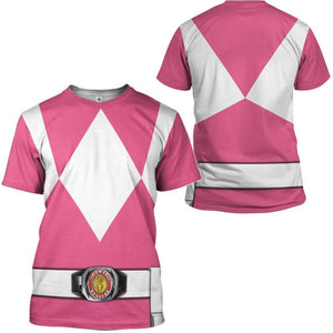 Cosplay Pink Mighty Morphin Power Ranger T-Shirts For Men PRHS31