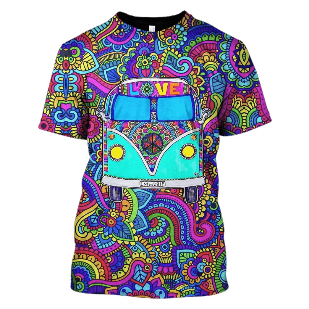Hippie Lovely Car Motif T-Shirt
