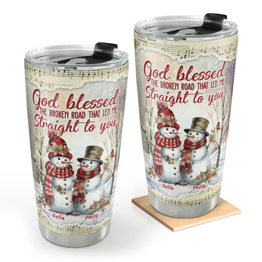 GodBlessedTheBrokenRoadThatLedMeStraightToYouPersonalizedStainlessSteelTumbler_6