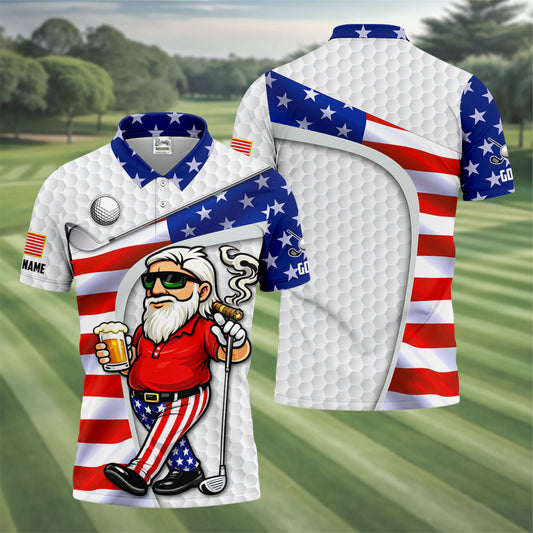 GolfAndBeerPatrioticManGolfBallPattern4thOfJulyWhiteGolfShirt_250thAnniversaryGolfShirtsForMen3