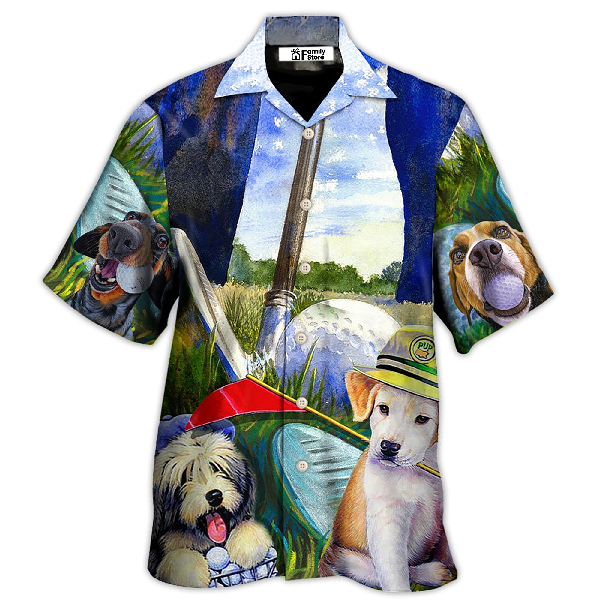 Golf Dog Funny Lover Golf Art Style - Hawaiian Shirt