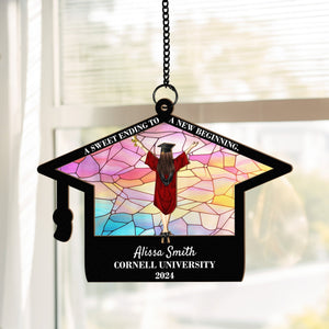 Graduation Gifts A New Beginning - Personalized Window Hanging Suncatcher Ornament - GR4 PT