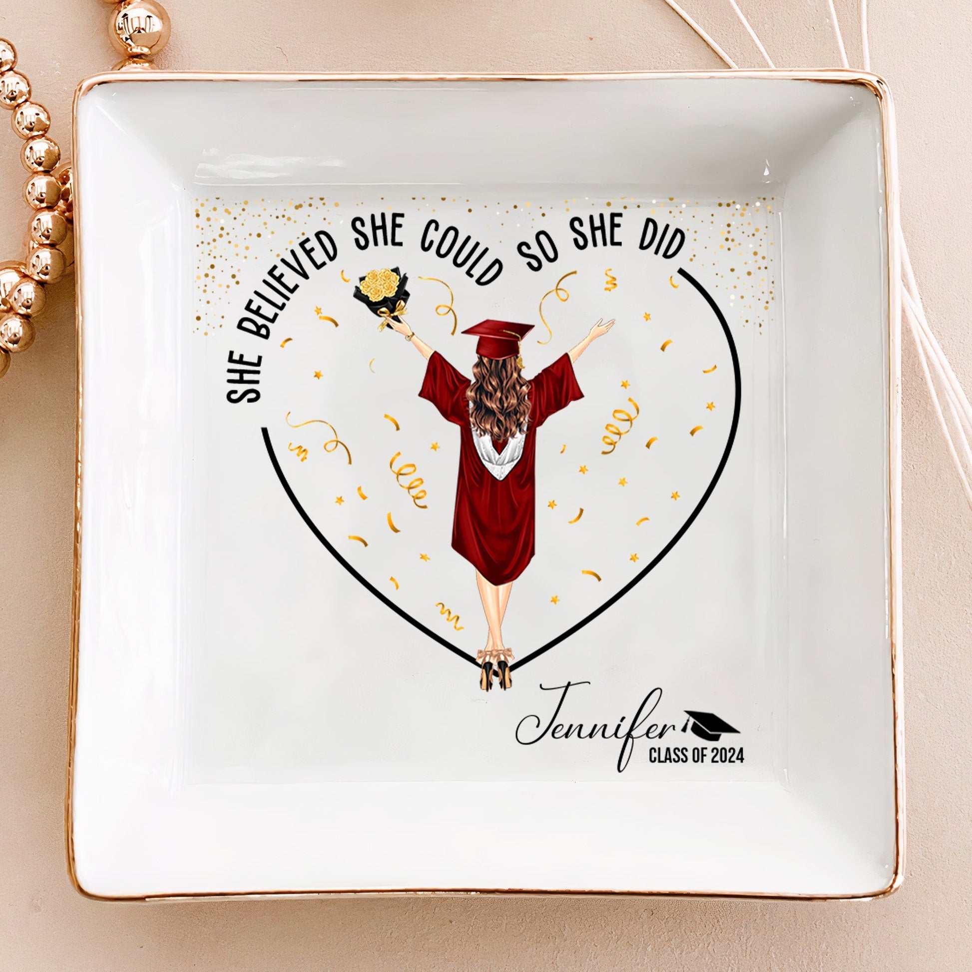 Gradution Gifts She Believed She Could So She Did Personalized Jewelry Dish_1