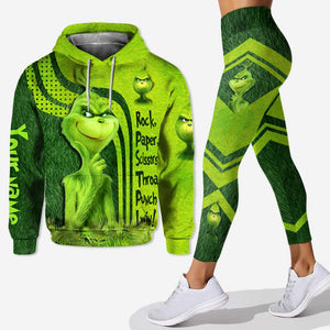 Green Monters Rock Paper Scissors Throat Punch I Win - Personalized Hoodie and Leggings - PT