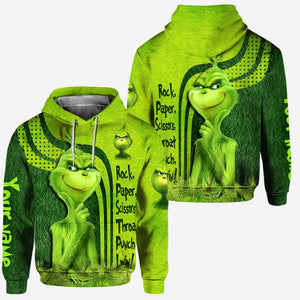 Green Monters Rock Paper Scissors Throat Punch I Win - Personalized Hoodie and Leggings - PT