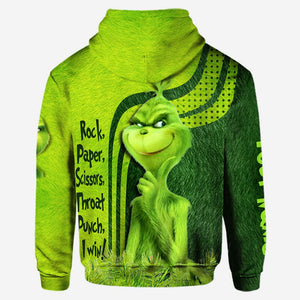 Green Monters Rock Paper Scissors Throat Punch I Win - Personalized Hoodie and Leggings - PT