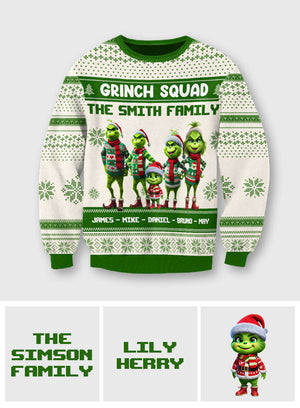 Grinch Squad - Personalized Green Monster Christmas Ugly Sweatshirt TM10 DN100