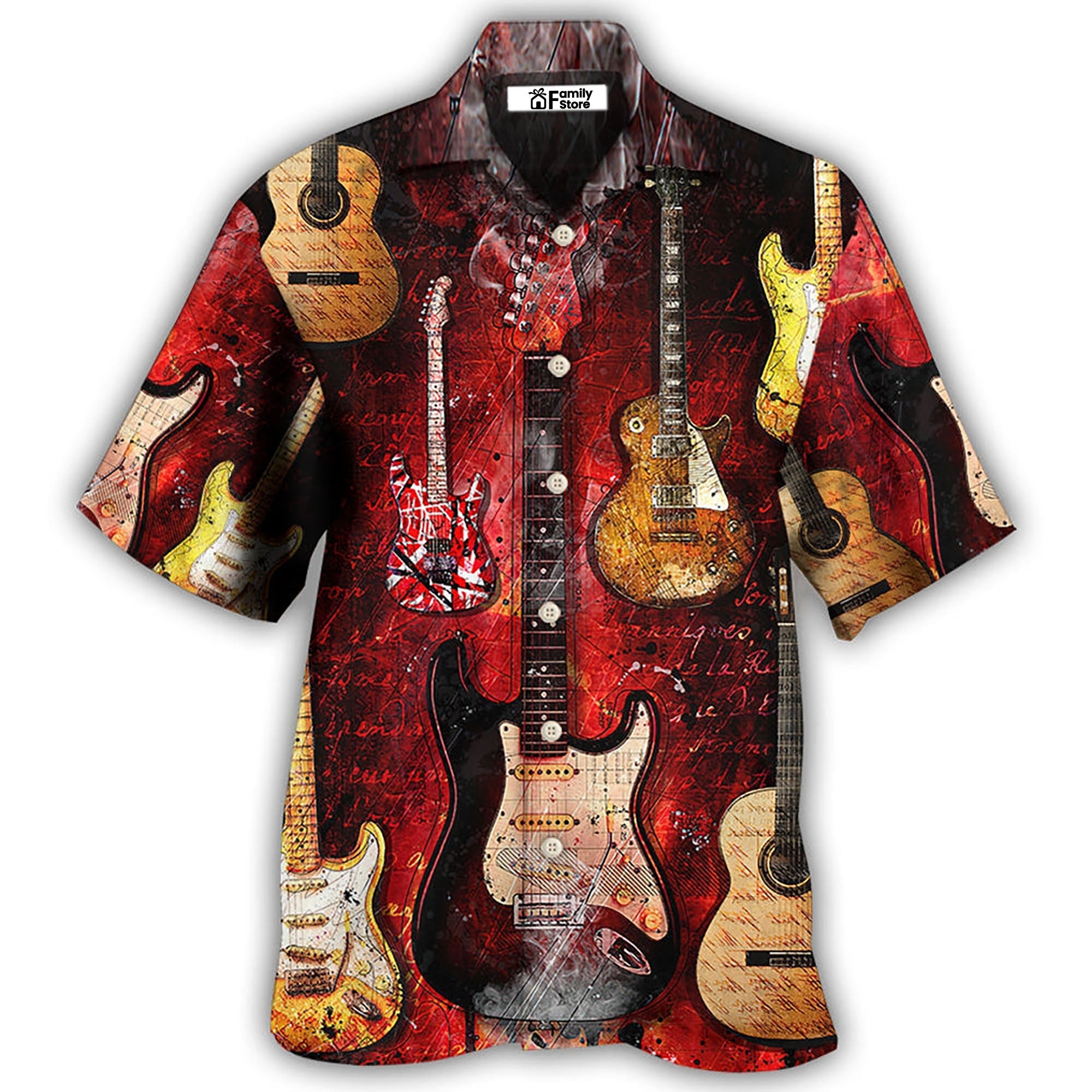 Guitar Abstract Halloween Guitar Art Style Hawaiian Shirt