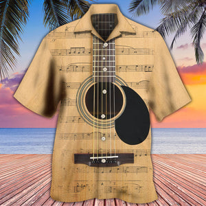 Guitar Retro Music Note Hawaiian Shirt