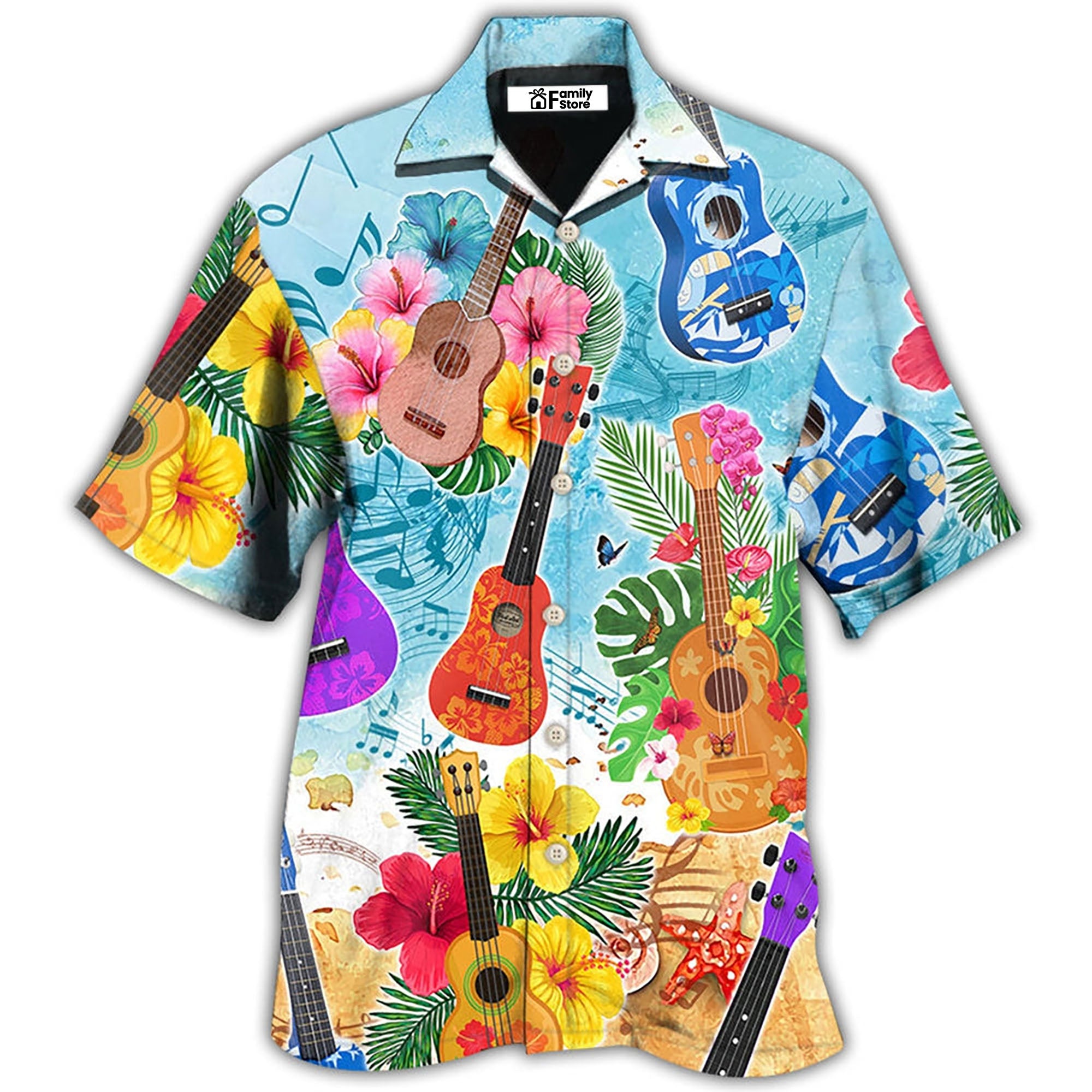 Guitar Tropical Hawaii Ukulele Hawaiian Shirt