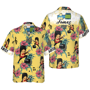 Guitarist Pineapple Seamless Pattern Custom Hawaiian Shirt