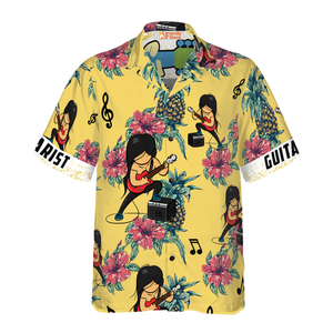 Guitarist Pineapple Seamless Pattern Custom Hawaiian Shirt