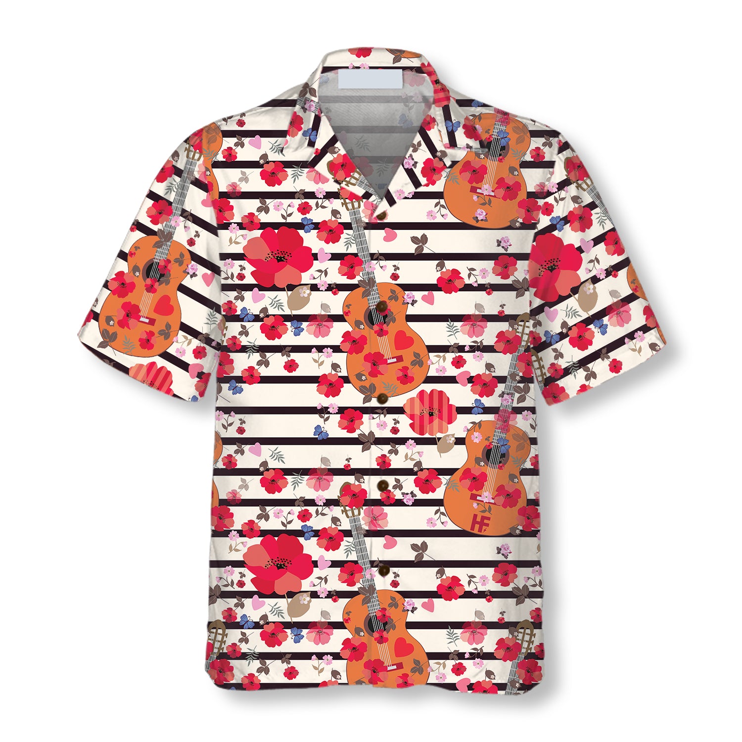 Guitars And Flowers Seamless Pattern Hawaiian shirt