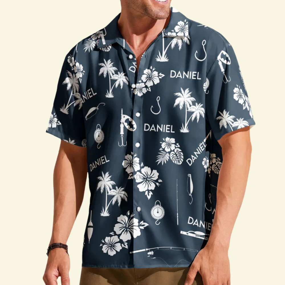 Custom Name Fishing Tools Gears - Gift For Fishing Lovers - Personalized Hawaiian Shirt