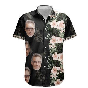 Custom Photo Hibiscus Tropical Line Vintage Funny - Personalized Hawaiian Shirt