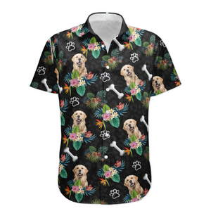 Custom Photo Dog Floral Tropical Paw - Gift For Dog Lovers - Personalized Hawaiian Shirt