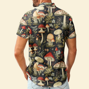 Custom Face Photo Funny With Magic Mushrooms Pattern - Personalized Hawaiian Shirt