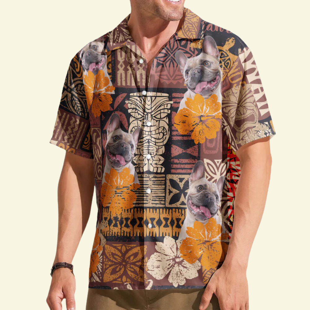 Custom Photo Funny Pet Family Friends Tiki Tropical Summer - Personalized Hawaiian Shirt
