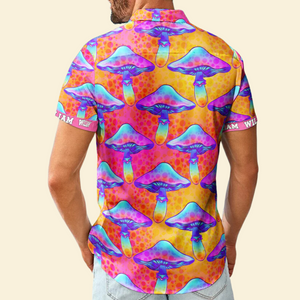 Custom Name With Poisonous Mushroom Pattern - Personalized Hawaiian Shirt