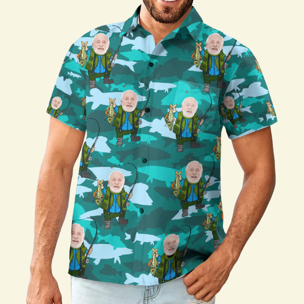 Custom Photo Fishing Man - Gift For Fishing Lovers - Personalized Hawaiian Shirt