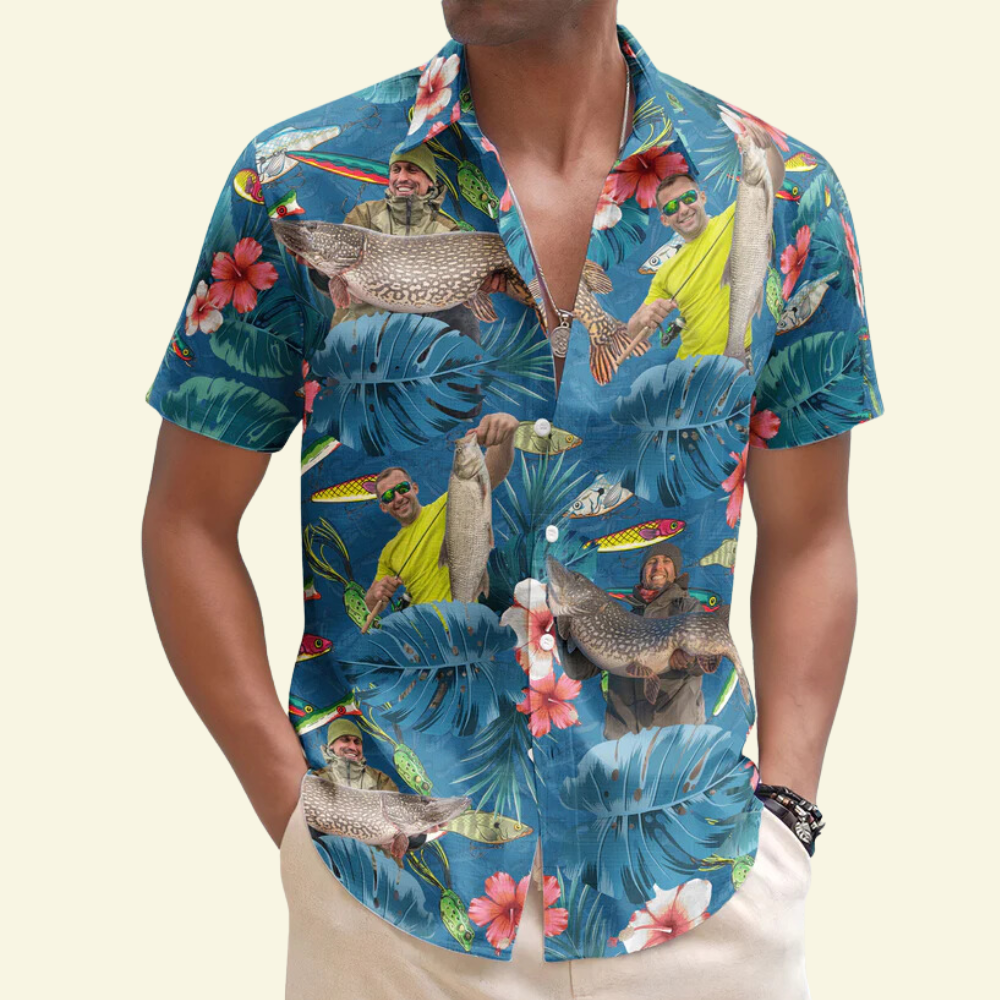 Custom Photo Fishing Bass Fish - Gift For Fishing Lovers - Personalized Hawaiian Shirt
