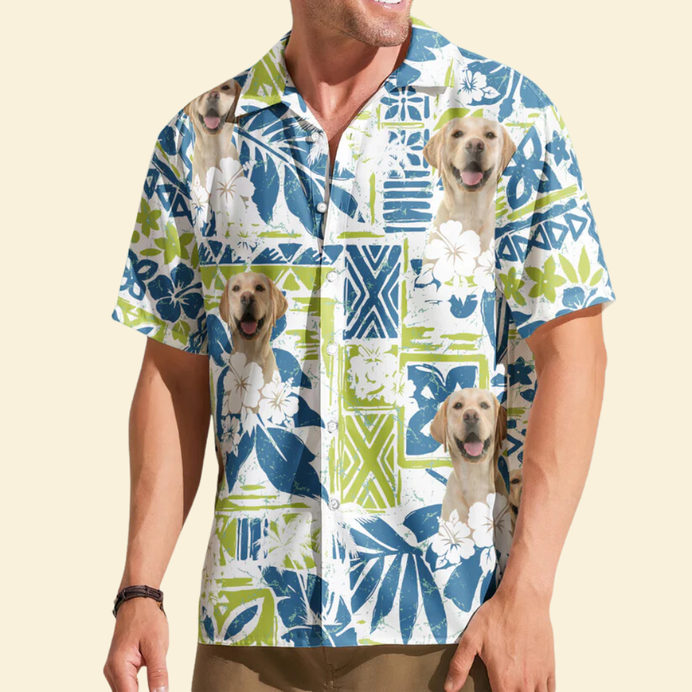 Custom Photo Funny Pet Family Friends Summer Tiki Bar - Gift For Dog Lovers - Personalized Hawaiian Shirt