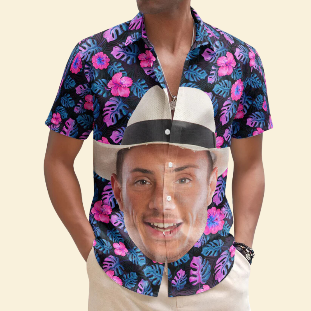 Custom Photo Big Face Funny Tropical - Personalized Hawaiian Shirt