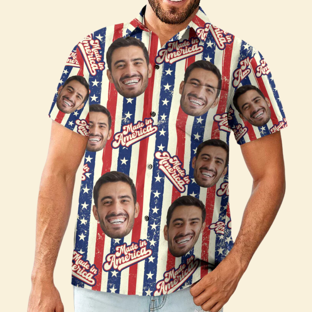 Custom Photo Made In America Independence Day - Personalized Hawaiian Shirt