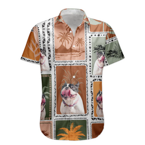 Custom Photo Funny Photo Retro Tropical Palm Trees - Personalized Hawaiian Shirt