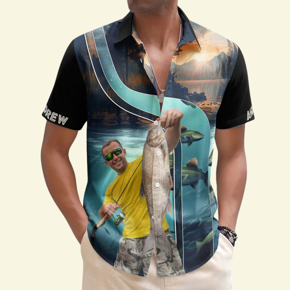 Custom Photo Fishing Bass Fish - Gift For Fishing Lovers - Personalized Hawaiian Shirt