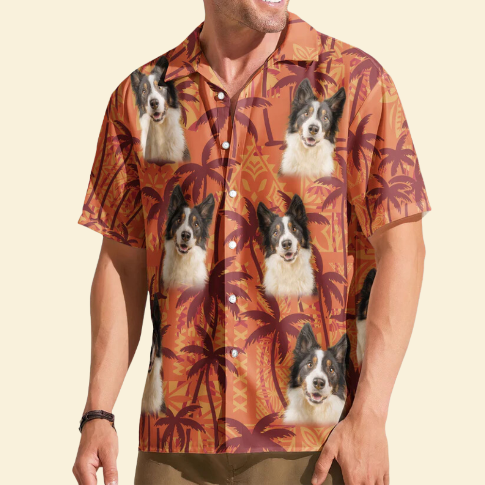 Custom Photo Pet Funny With Tropical Palm Trees - Gift For Dog Lovers - Personalized Hawaiian Shirt