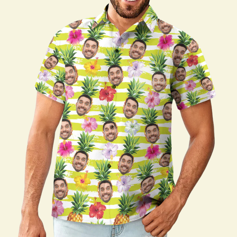 Custom Photo Face Funny With Pineapple - Personalized Hawaiian Shirt