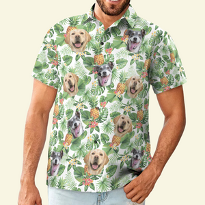 Custom Photo Pet Face With Flower Pattern  - Gift For Pet Lovers - Personalized Hawaiian Shirt