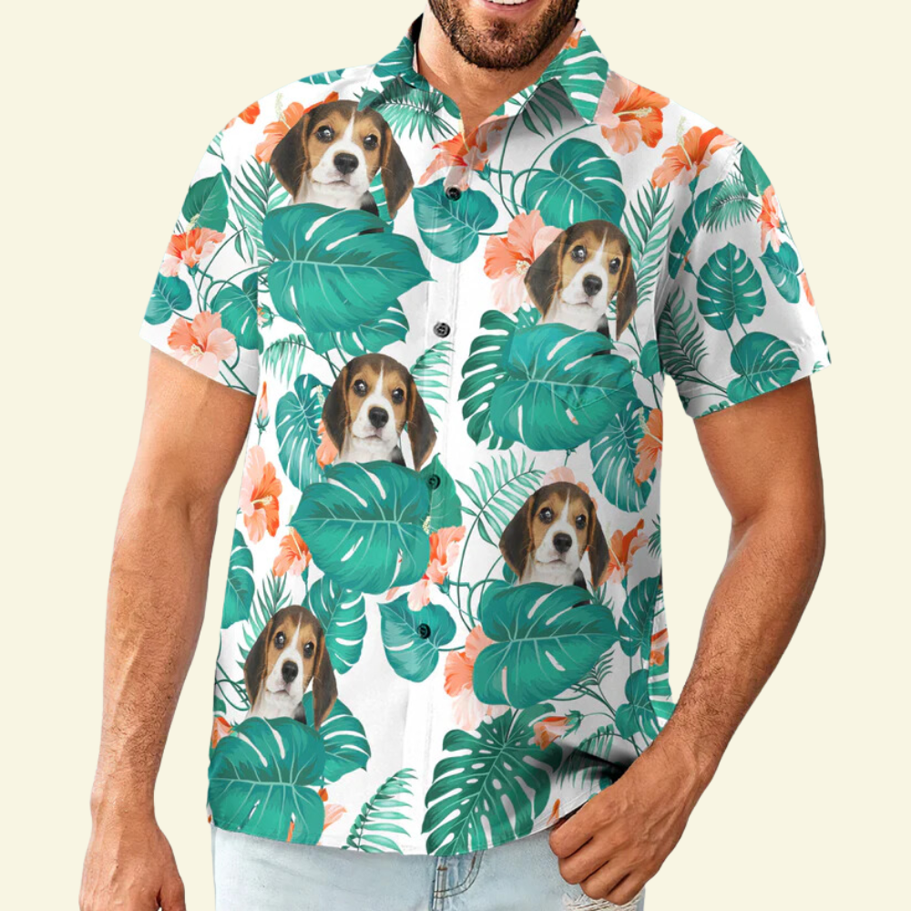 Custom Photo Funny Family Pet Face  - Gift For Pet Lovers - Personalized Hawaiian Shirt