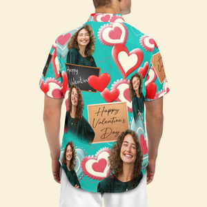 Custom Photo Happy Valentine's Day - Gift For Couple - Personalized Hawaiian Shirt