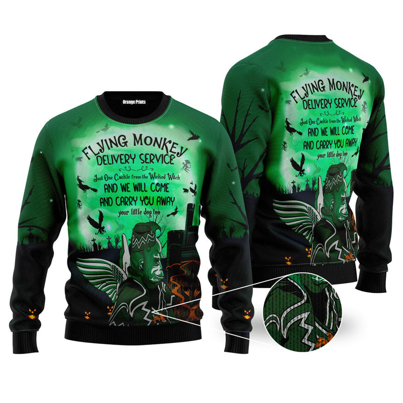 Halloween Witchcraft Flying Monkey Ugly Christmas Sweater For Men Women UH2039