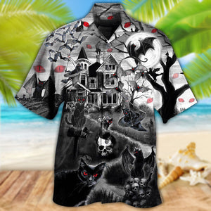 Halloween Black Cat Flying Horror Night Halloween - Hawaiian Shirt