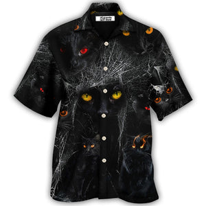 Halloween Black Cat In The Dark - Hawaiian Shirt