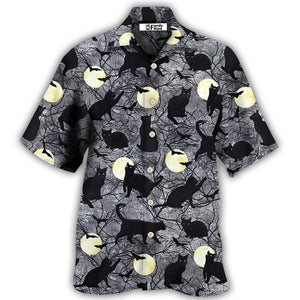 Halloween Black Cat Pattern - Hawaiian Shirt