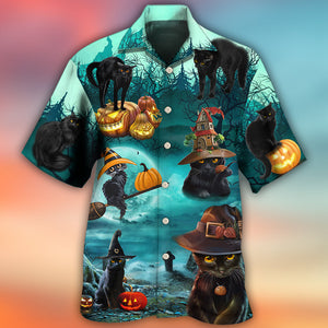 Halloween Black Cat Pumpkin Scary Style - Hawaiian Shirt