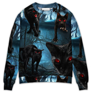 Halloween Black Cat Scary Style - Sweater