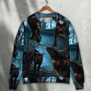 Halloween Black Cat Scary Style - Sweater