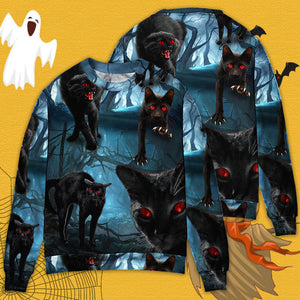 Halloween Black Cat Scary Style - Sweater