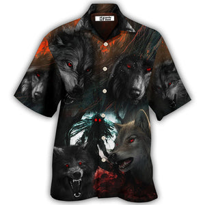 Halloween Black Wolf In The Dark - Hawaiian Shirt