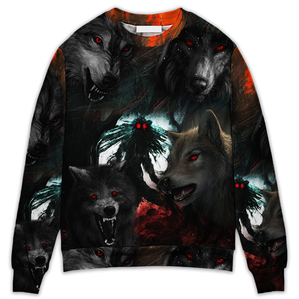 Halloween Black Wolf In The Dark - Sweater