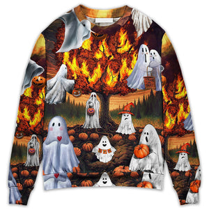 Halloween Boo Pumpkin Burning Scary - Sweater