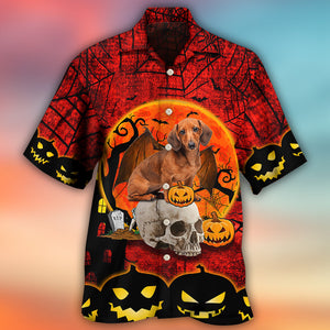 Halloween Dachshund Pumpkin Scary Red - Hawaiian Shirt