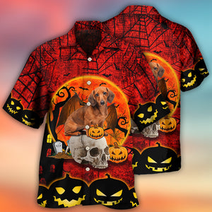 Halloween Dachshund Pumpkin Scary Red - Hawaiian Shirt