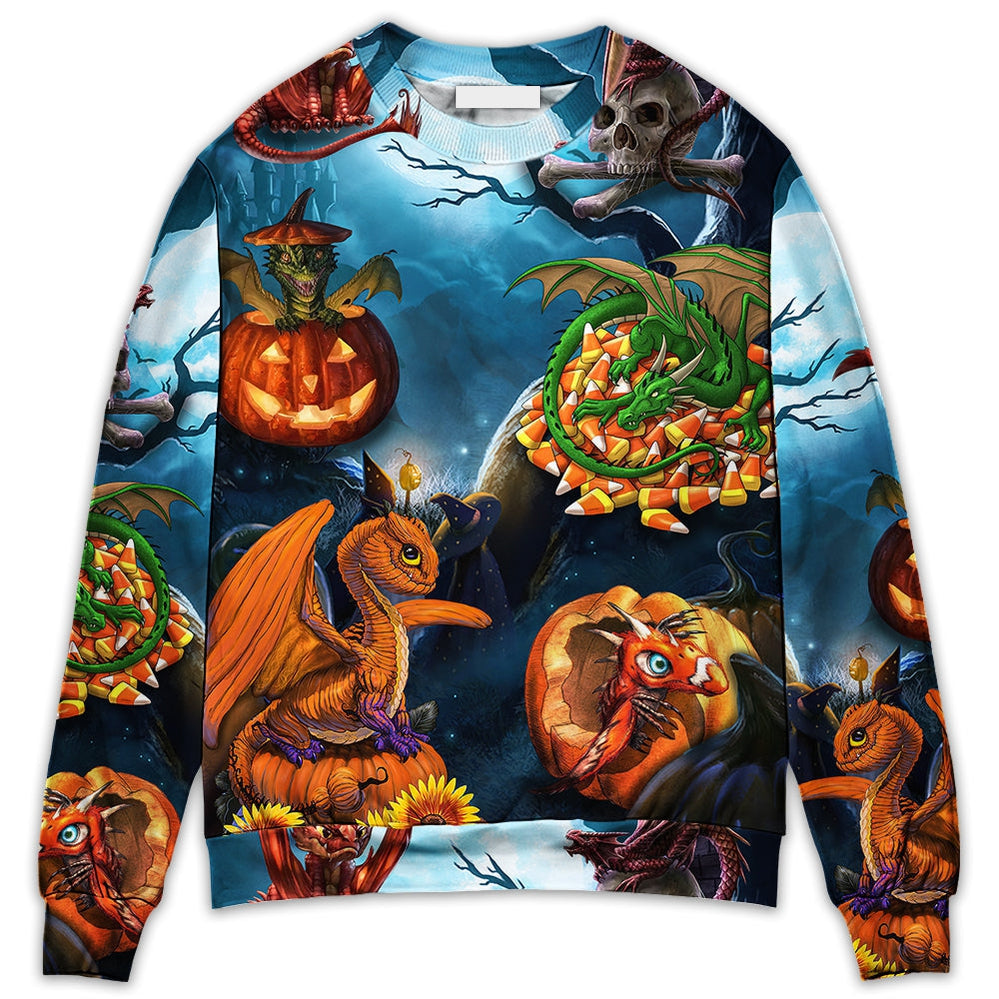 Halloween Dragon Pumpkin Scary Sky Night - Sweater