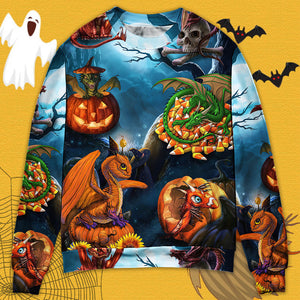 Halloween Dragon Pumpkin Scary Sky Night - Sweater